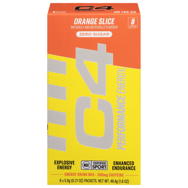 C4 Performance Energy Zero Sugar Orange Slice Energy Drink Mix - 8 ct