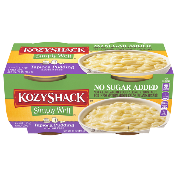 Kozy Shack Gluten Free No Sugar Added Tapioca Pudding Snack Cups - 4 ct