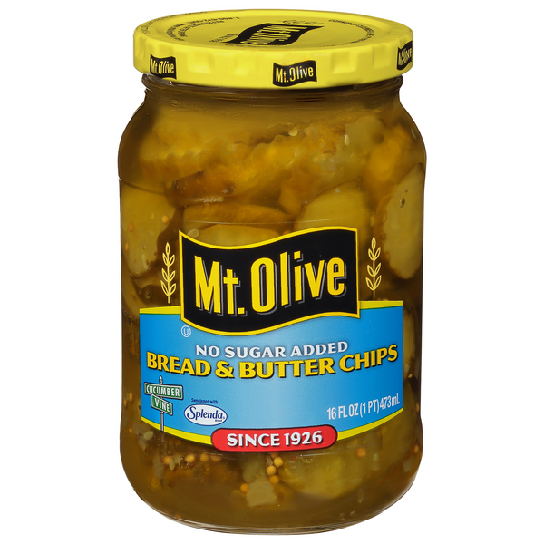 Mt. Olive No Sugar Added Bread & Butter Pickle Chips Sweetened w/Splenda