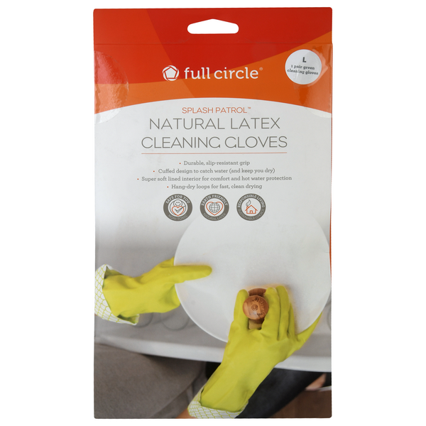 Full Circle Splash Patrol Cleaning Gloves Natural Latex Large
