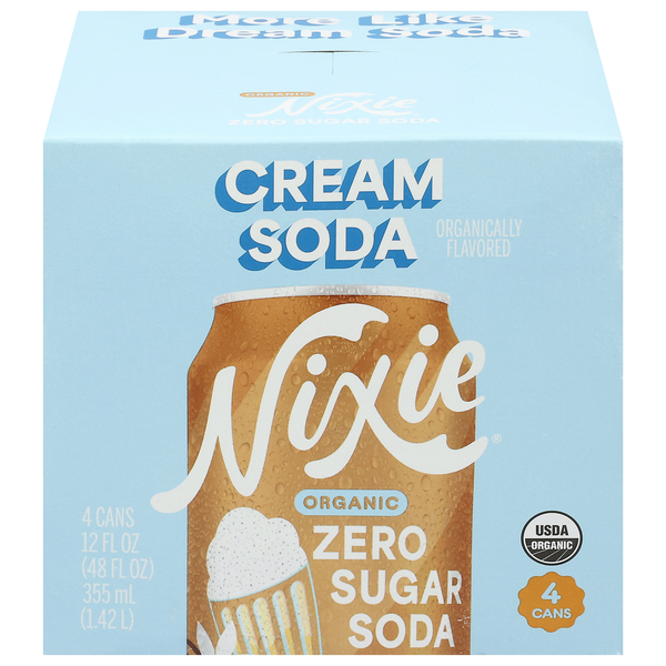 Nixie Organic Zero Sugar Cream Soda - 4 pk