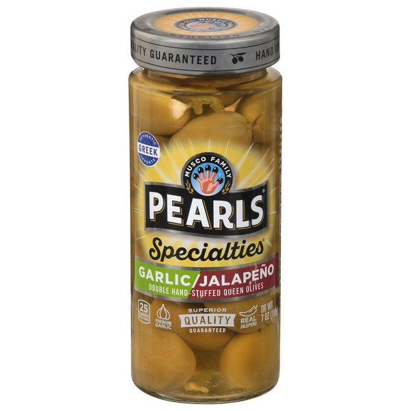 Pearls Specialties Garlic & Jalapeno Hand-Stuffed Queen Olives
