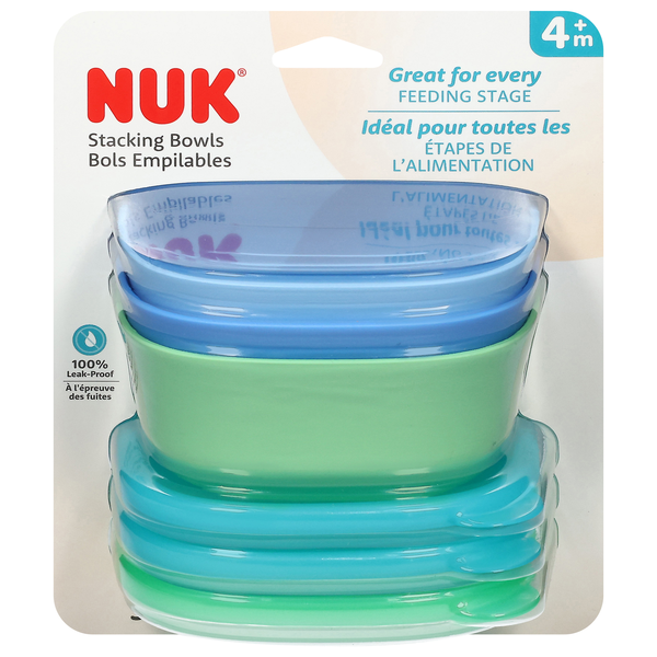 NUK Stacking Bowls Blue & Green 4+ Months