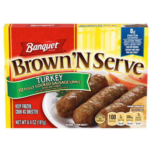 Banquet Brown 'N Serve Turkey Breakfast Sausage Links - 10 ct Frozen