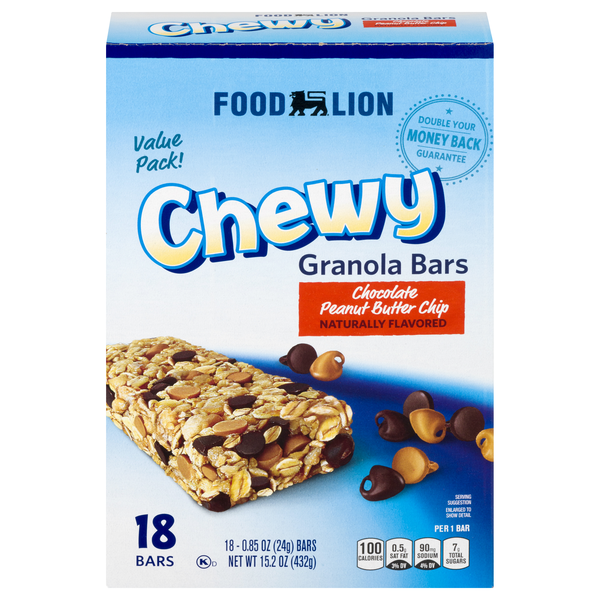 Food Lion Chewy Chocolate & Peanut Butter Granola Bars - 18 ct
