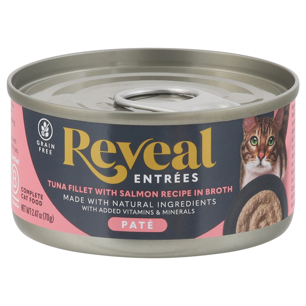 Reveal Entrees Grain Free Tuna Fillet with Salmon Recipe in Broth Cat Food