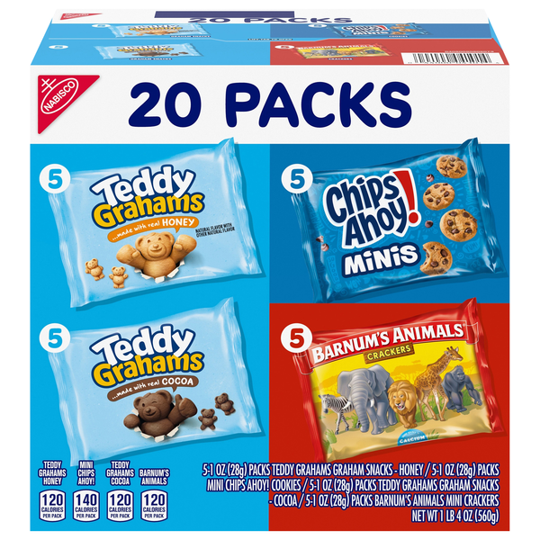 Nabisco Variety Packs (Animal Crackers/Chips Ahoy!/Teddy Grahams) - 20 ct