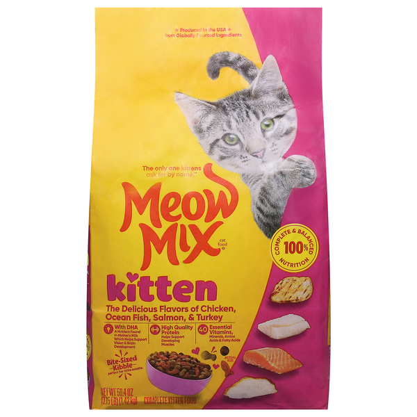 Meow Mix Li'l Nibbles Chicken Ocean Fish Salmon & Turkey Dry Kitten Food