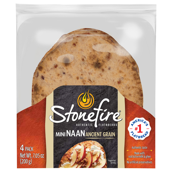 Stonefire Mini Naan Ancient Grain Authentic Flatbreads - 4 ct
