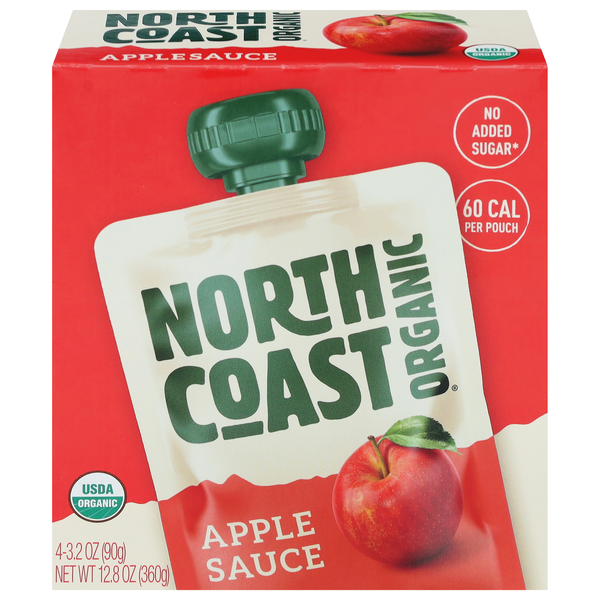 North Coast Organic No Sugar Added Apple Applesauce Pouches - 4 ct