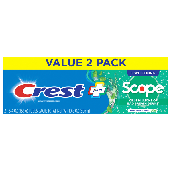 Crest Complete Plus Whitening + Scope Toothpaste Minty Fresh - 2 ct