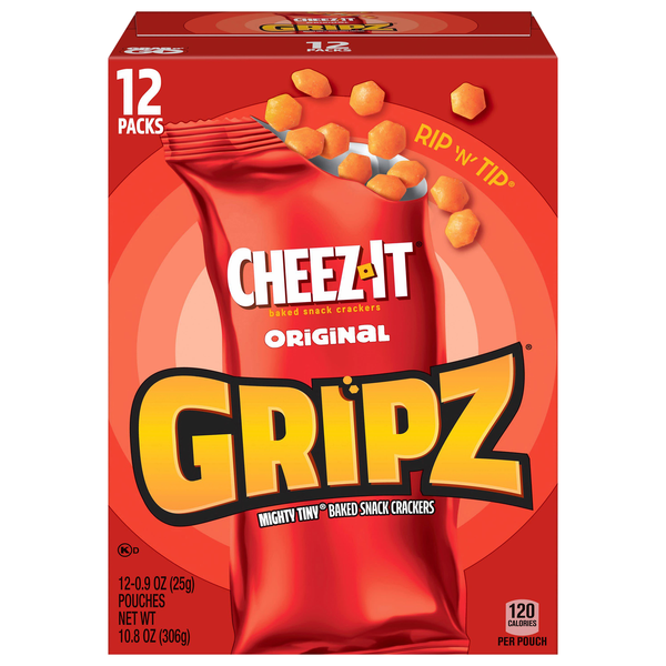 Cheez-It Gripz Mighty Tiny Baked Snack Cheese Crackers - 12 ct