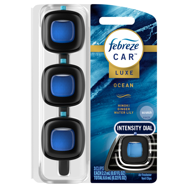 Febreze Car Ocean Air Freshener Vent Clips - 3 ct