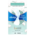 Always Pure Cotton Size 1 Unscented Regular Flow Pads with Wings
