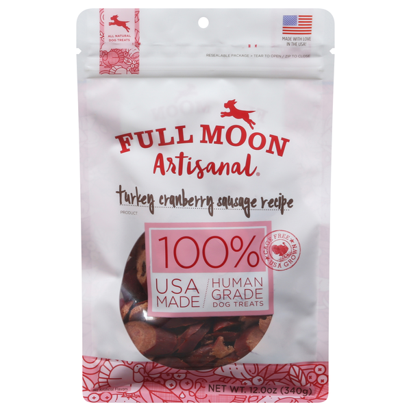 Full Moon Natural Artisanal Turkey Cranberry Sausage Recipe Dog Treats