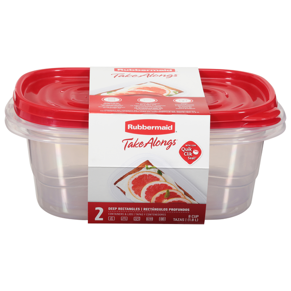 Rubbermaid Take Alongs Containers & Lids Deep Rectangles 8 Cups