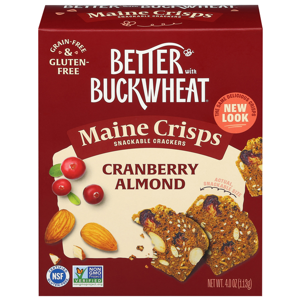 Maine Crisp Gluten Free Cranberry Almond Buckwheat Crackers