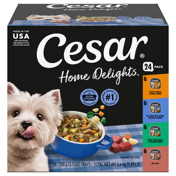 CESAR Home Delights 4 Flavors Variety Pack Adult Wet Dog Food - 24 ct