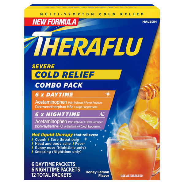 Theraflu Severe Cold Relief Daytime/Nighttime Honey Lemon Flavored Powder