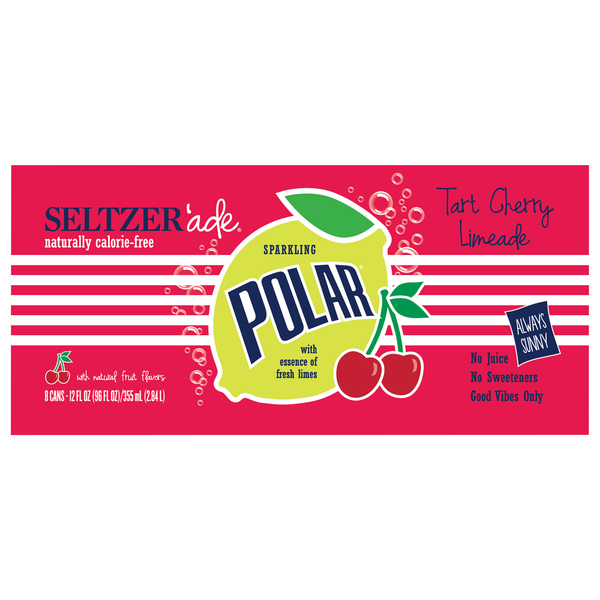 Polar Tart Cherry Limeade Sparkling Seltzer Water'ade - 8 pk