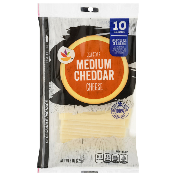 Giant Natural Medium White Cheddar Cheese Slices - 10 ct