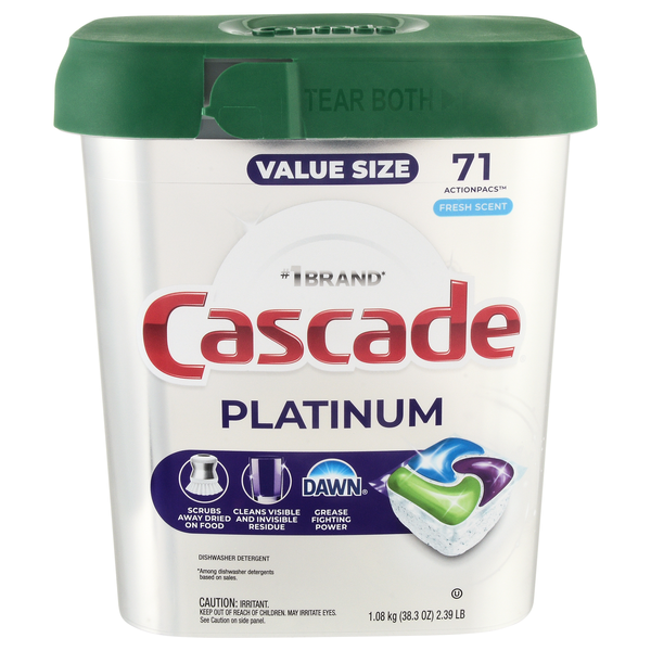 Cascade Platinum Fresh Scent Dishwasher Detergent ActionPacs Value Size
