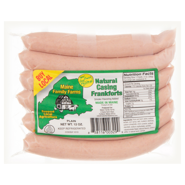 Maine Family Farms Natural Casing Frankforts - 6 ct