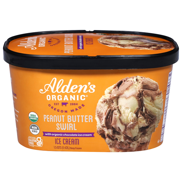 Alden's Organic Peanut Butter Swirl Chocolate Ice Cream