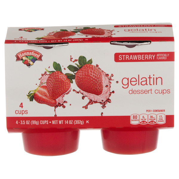 Hannaford Strawberry Gelatin Dessert Cups - 4 ct