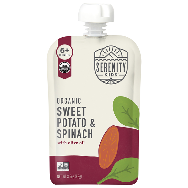 Serenity Kids Organic Baby Food Sweet Potato & Spinach with Avocado Oil