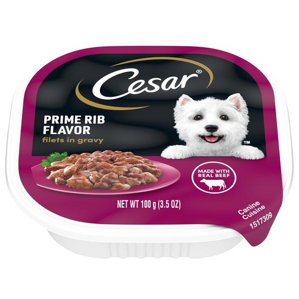 Save on Cesar Filets in Gravy Adult Wet Dog Food Prime Rib Flavor Order