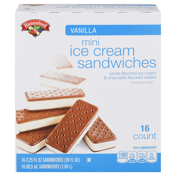 Hannaford Mini Vanilla Ice Cream Sandwiches - 16 ct
