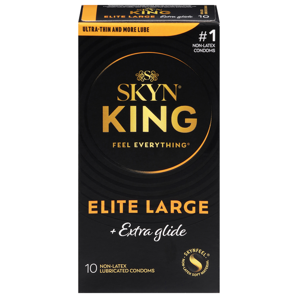 Skyn King Elite Large + Extra Glide Lubricated Non-Latex Condoms