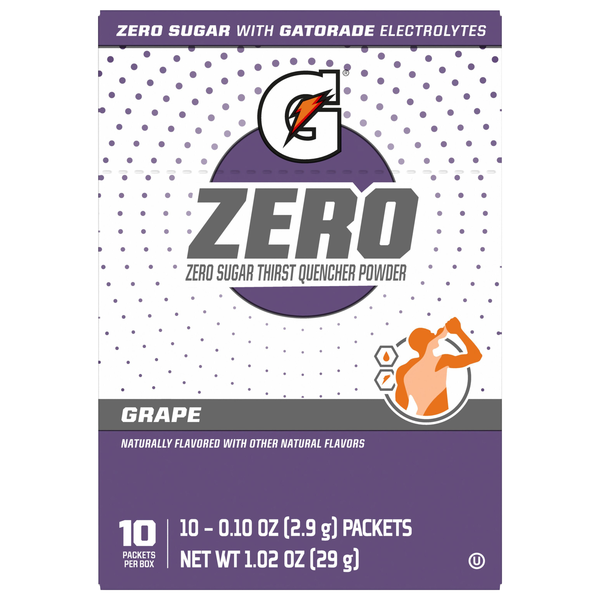 Gatorade Zero Grape Thirst Quencher Powder Sticks - 10 ct