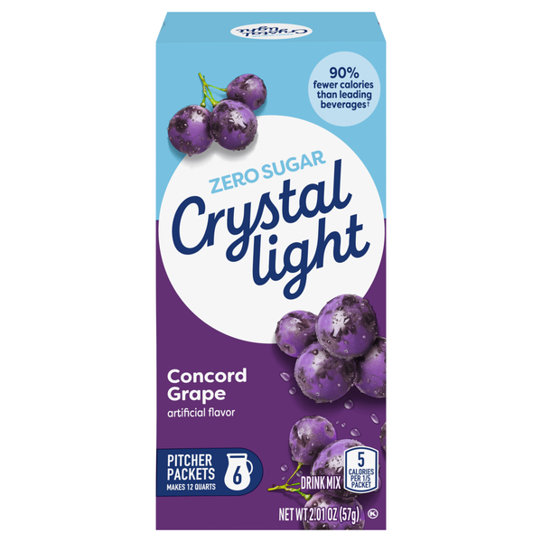 Crystal Light Pitcher Packets Sugar Free Concord Grape Drink Mix - 6 ct