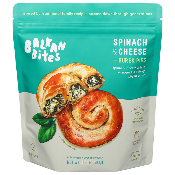 Balkan Bites Spinach & Cheese Burek Pies - 2 ct Frozen