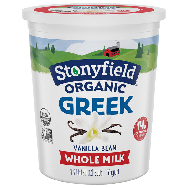 Stonyfield Organic Whole Milk Vanilla Bean Greek Yogurt