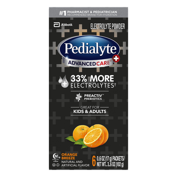 Pedialyte Orange Breeze Electrolyte Powder Packets - 6 ct