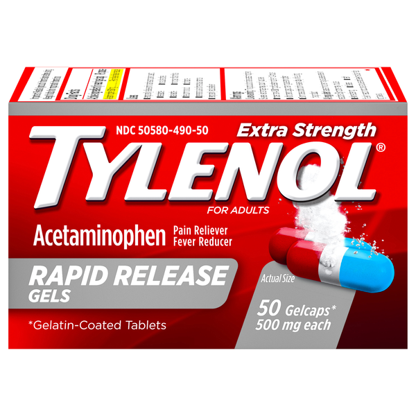 Tylenol Extra Strength Acetaminophen 500mg Pain Reliever Rapids Release Gel