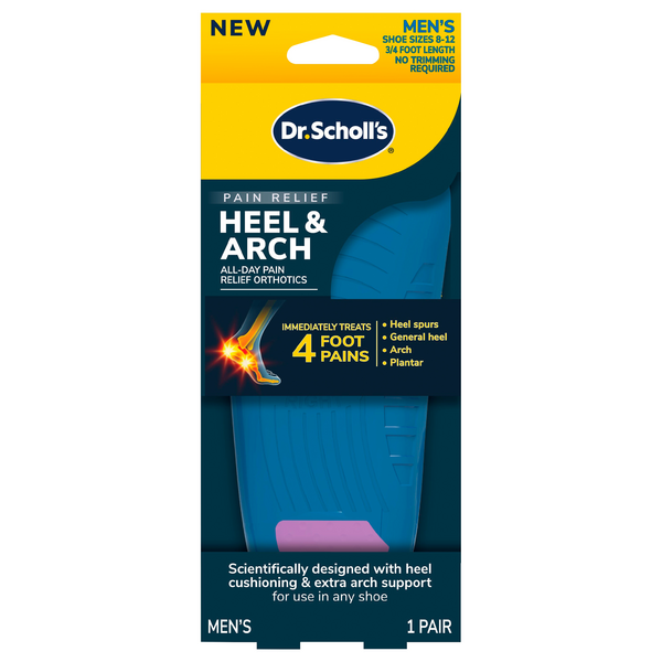 Dr. Scholl's Men's Heel & Arch Pain Relief Orthotics Size 8-12