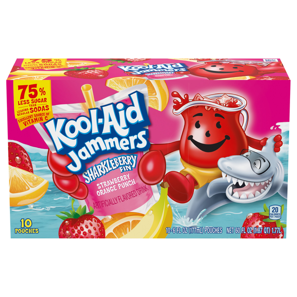 Kool-Aid Jammers Sharkleberry Fin Strawberry Orange Juice Drink - 10 pk