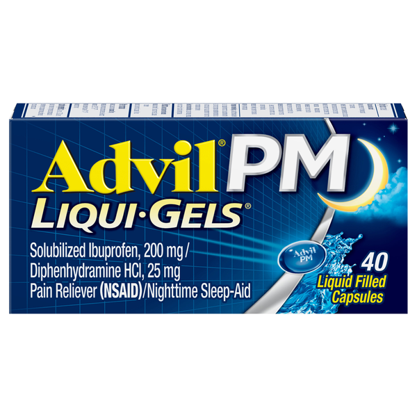 Advil PM Ibuprofen Pain Relief 200mg Liqui-Gels