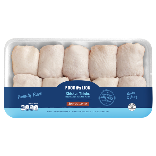 Food Lion Bone-In Skin-On Chicken Thighs Family Pack Fresh