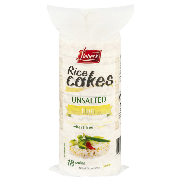 Lieber's Thin Rice Cakes Unsalted - 18 ct