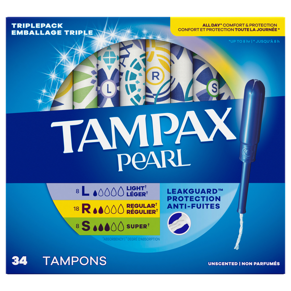 Tampax Pearl Unscented Light-Regular-Super Tampons
