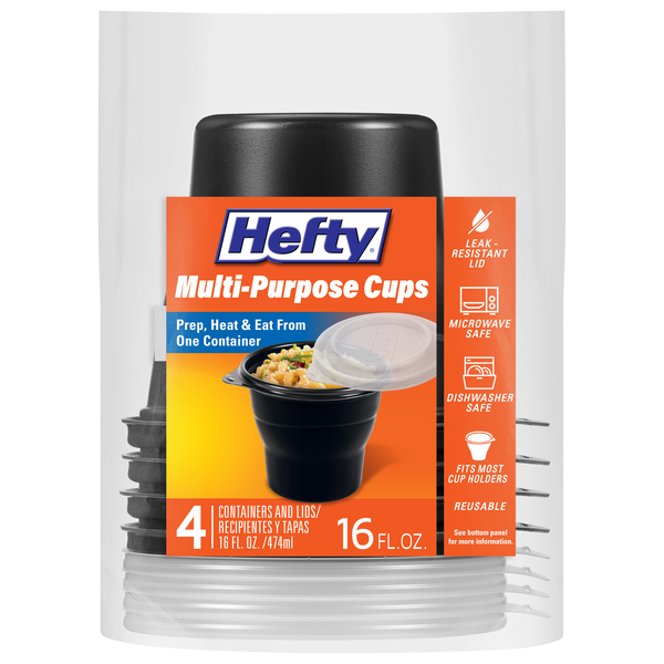 Hefty Black Multi-Purpose Cups with Lids 16 oz