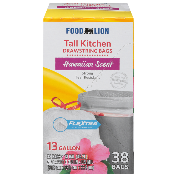 Food Lion Hawaiian Scent 13 Gallon Tall Kitchen Drawstring Bags