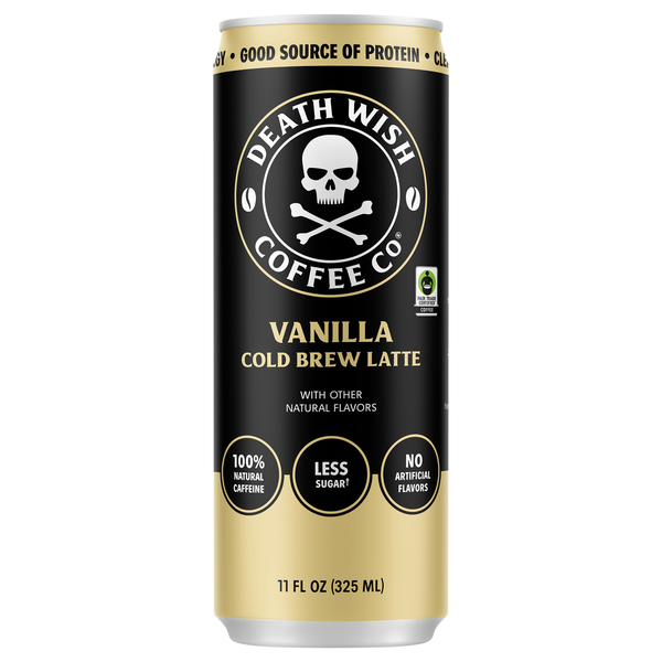 Death Wish Premium Vanilla Latte Cold Brew Coffee Beverage