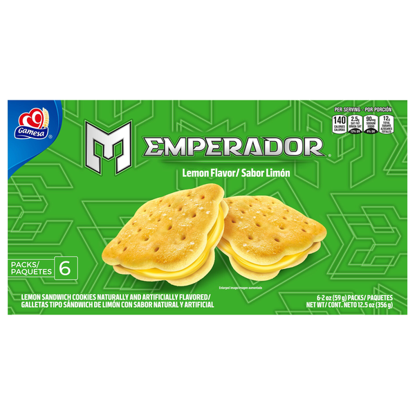 Gamesa Emperador Lemon Flavor Sandwich Cookie Packs - 6 ct