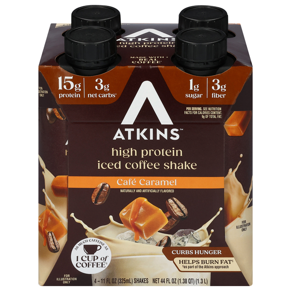 Atkins Iced Coffee Cafe Caramel 15g Protein Shakes - 4 pk
